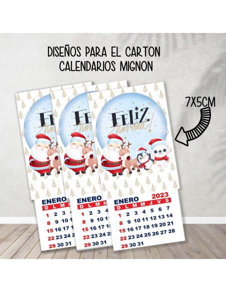 CARTONES CALENDARIOS MIGNON NAVIDAD 2
