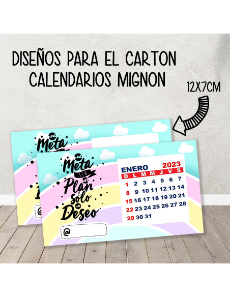 CARTON PARA CALENDARIO MIGNON FRASES PASTELES