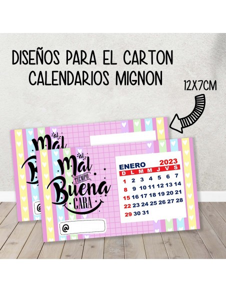 CARTON PARA CALENDARIO MIGNON FRASES PASTELES