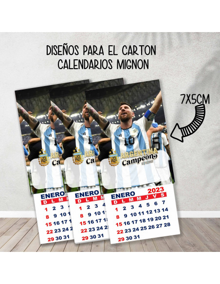 Cartones para calendario mignon Argentina Campeón 2022