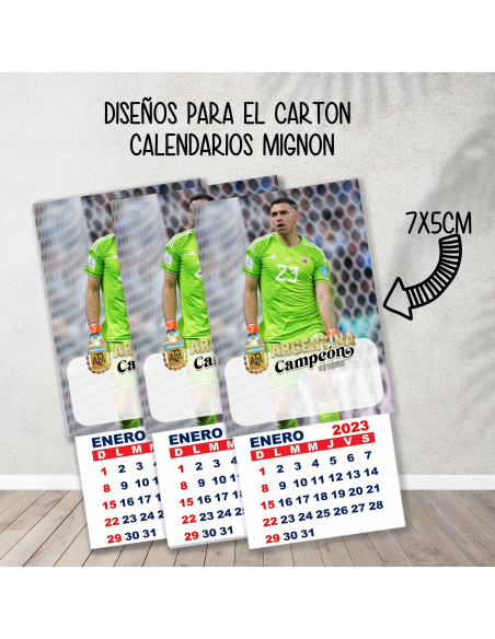 Cartones para calendario mignon Argentina Campeón 2022