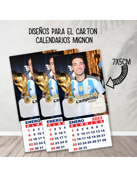 Cartones para calendario mignon Argentina Campeón 2022
