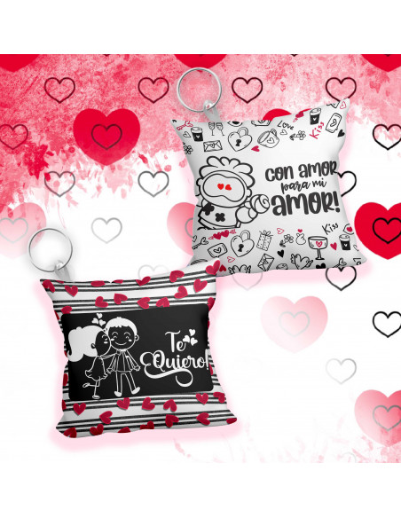 Llavero almohadita SAN VALENTIN AMOR - PACK 2