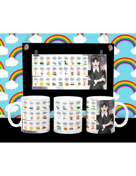 Taza Abecedario y Tabla de multiplicar