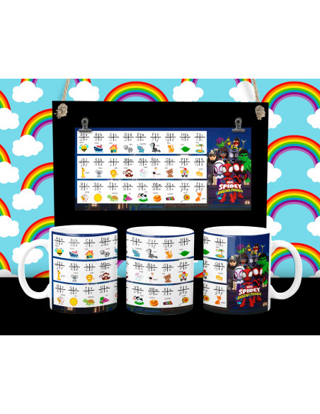 Taza Abecedario y Tabla de multiplicar
