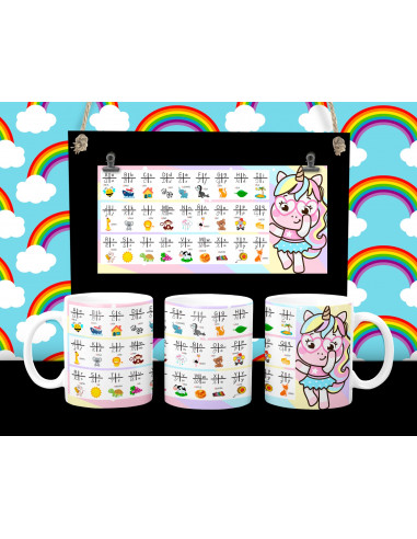 Taza Abecedario y Tabla de multiplicar