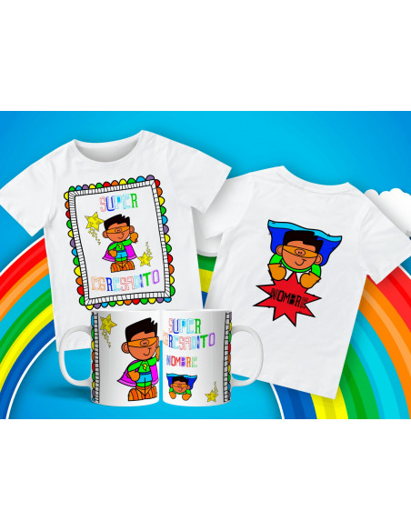 Remera + Taza Egresaditos Super Heroes