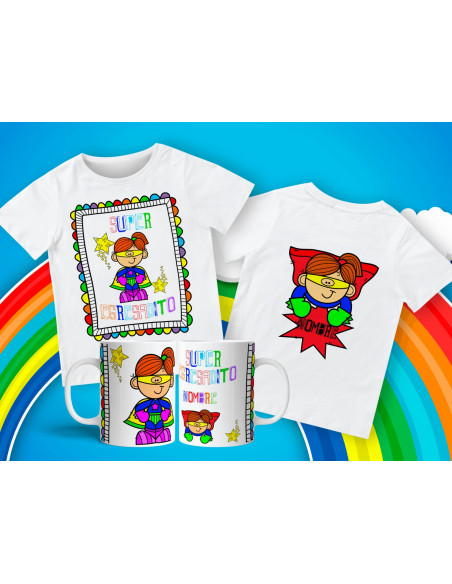 Remera + Taza Egresaditos Super Heroes