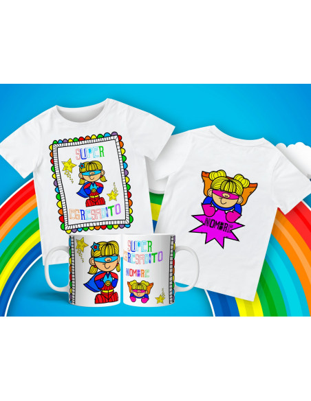 Remera + Taza Egresaditos Super Heroes