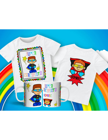 Remera + Taza Egresaditos Super Heroes