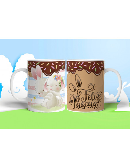TAZA +BOLSITAS PASCUA DULCE DIBUJITOS