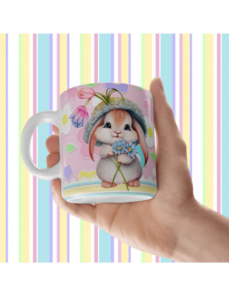 TAZA +BOLSITAS PASCUA DULCE DIBUJITOS PASTELES