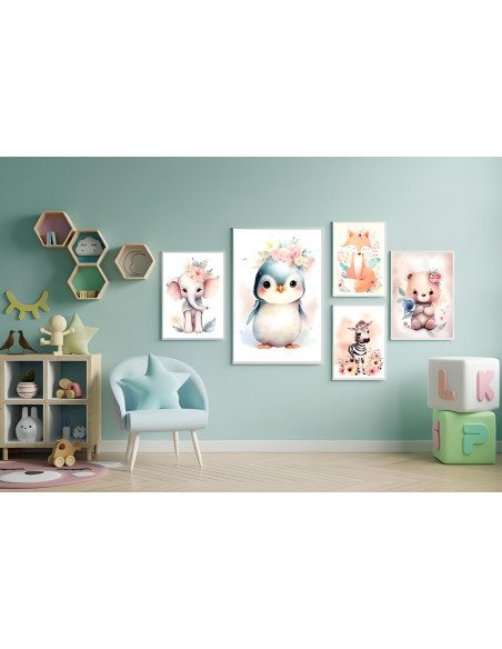 Cuadros animalitos florales pack 3