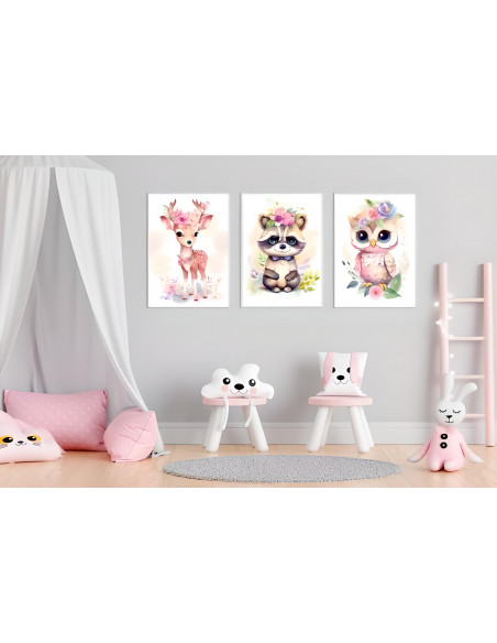 Cuadros animalitos florales pack 3