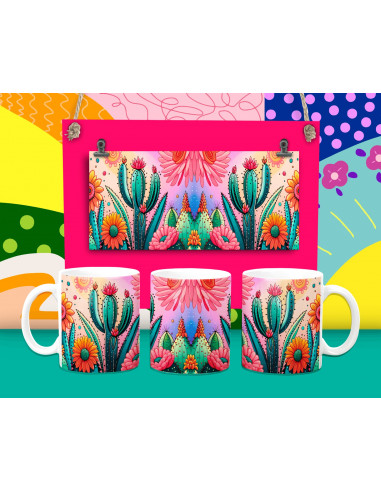 Tazas Cactus coloridas
