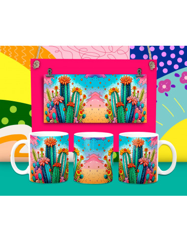 Tazas Cactus coloridas