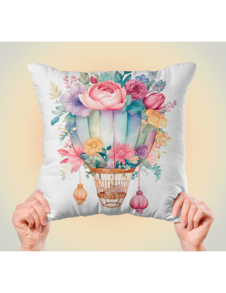 Almohadones Globos Aerostáticos Floreados