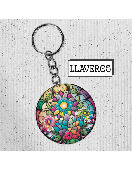 Llaveros flores de colores vidrio