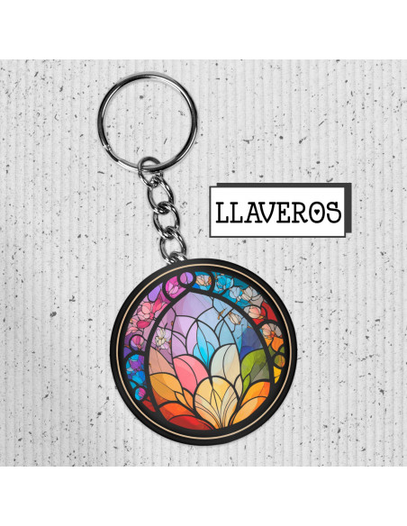 Llaveros flores de colores vidrio