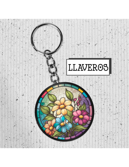 Llaveros flores de colores vidrio