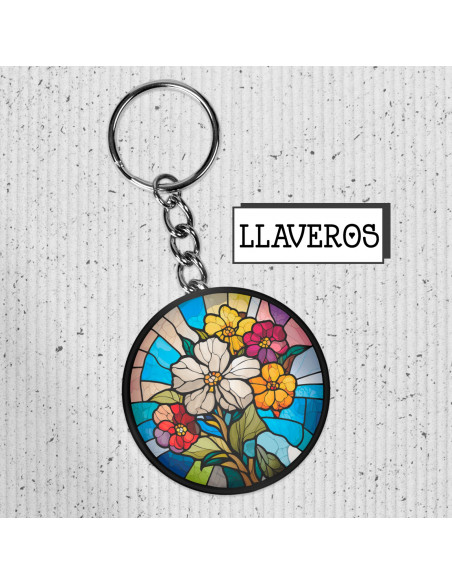 Llaveros flores de colores vidrio