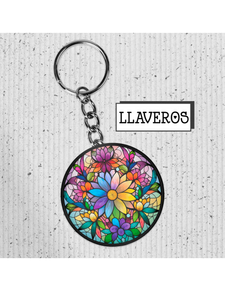 Llaveros flores de colores vidrio