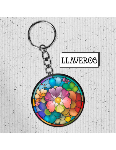 Llaveros flores de colores vidrio