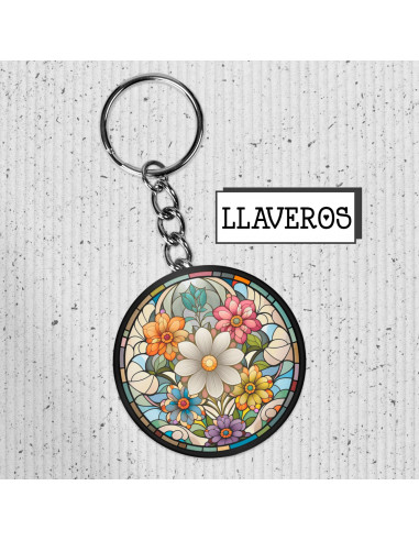 Llaveros flores de colores vidrio