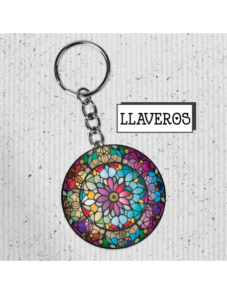 Llaveros flores de colores vidrio