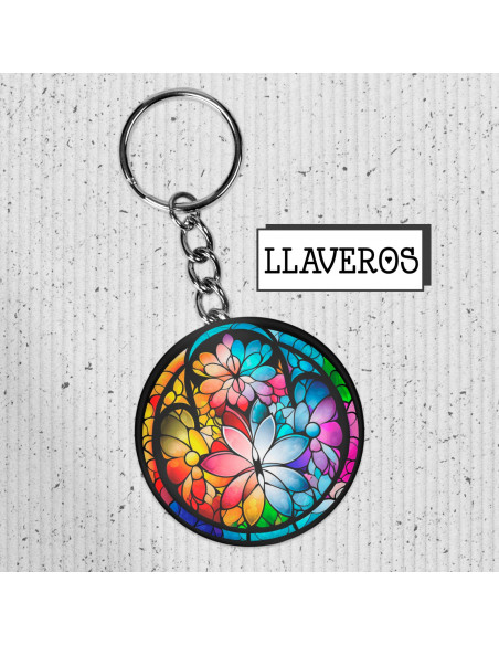 Llaveros flores de colores vidrio