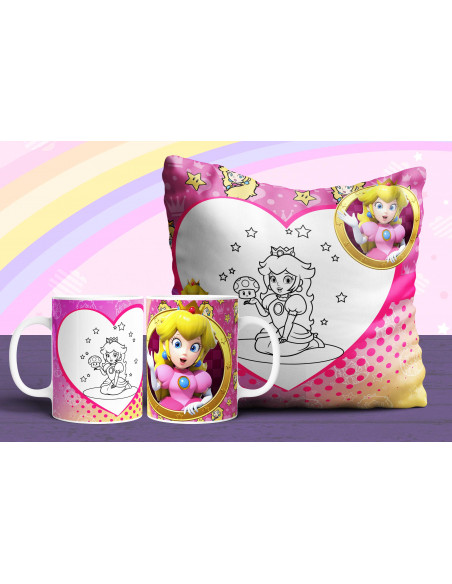 Almohadón + taza mario colorear/pintar