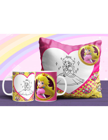 Almohadón + taza mario colorear/pintar