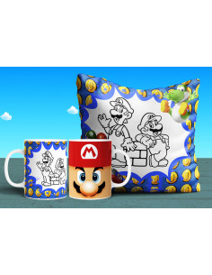 Almohadón + taza mario... 2