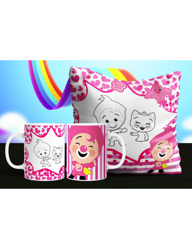 Almohadón + taza payasito plim plim...