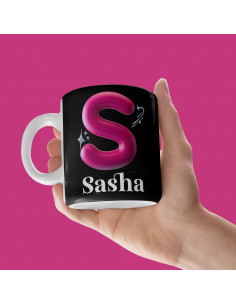 Taza Iniciales Rosa 3d Negro 2