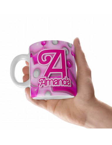 Taza Iniciales Rosa fondo 3d