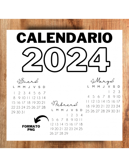 Calendario 2024 - Meses - Png