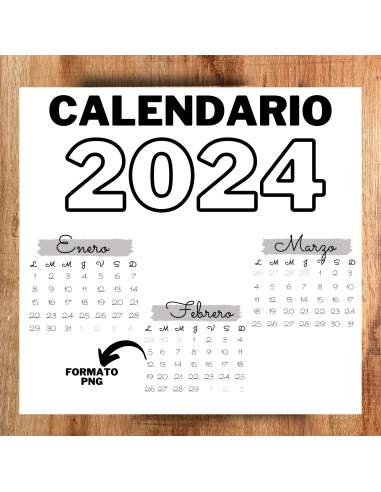 Calendario 2024 - Meses - Png