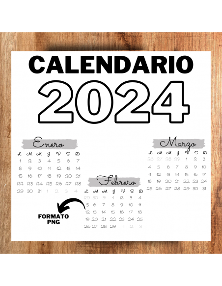 Calendario 2024 - Meses - Png