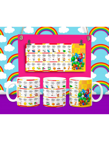 Taza Tabla y Abecedario - 16 motivos