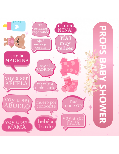 Props Baby Shower rosa y celeste