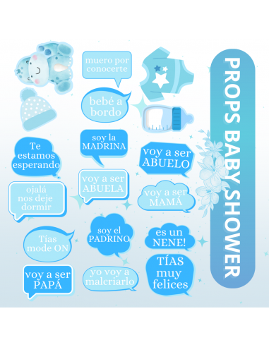 Props Baby Shower rosa y celeste