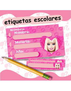 Etiquetas escolares Barbie