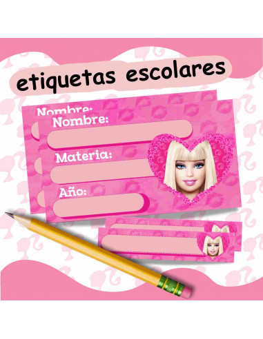 Etiquetas escolares Barbie
