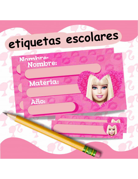 Etiquetas escolares Barbie