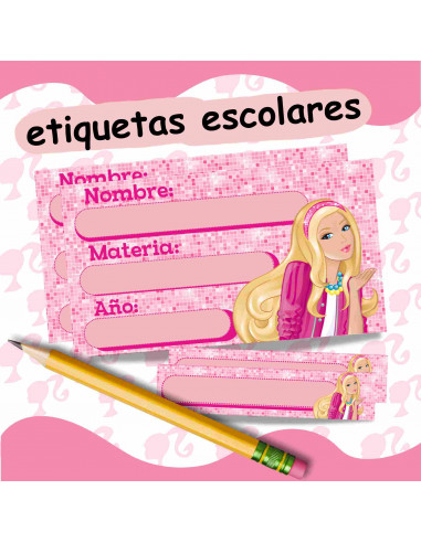 Etiquetas escolares Barbie