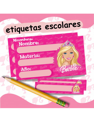 Etiquetas escolares Barbie