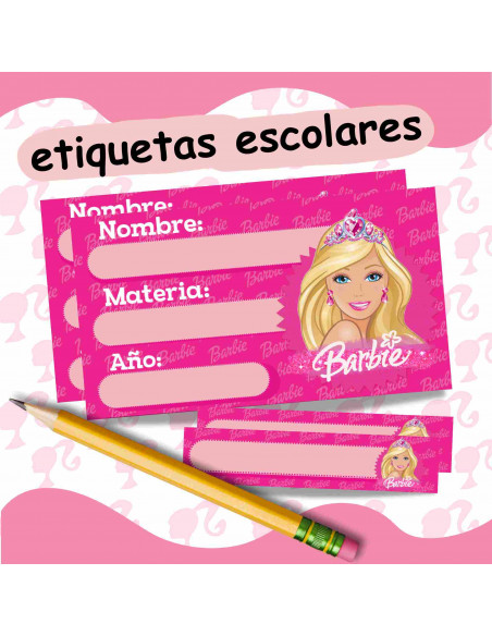 Etiquetas escolares Barbie
