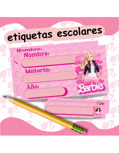 Etiquetas escolares Barbie