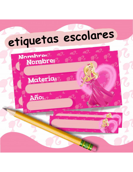 Etiquetas escolares Barbie